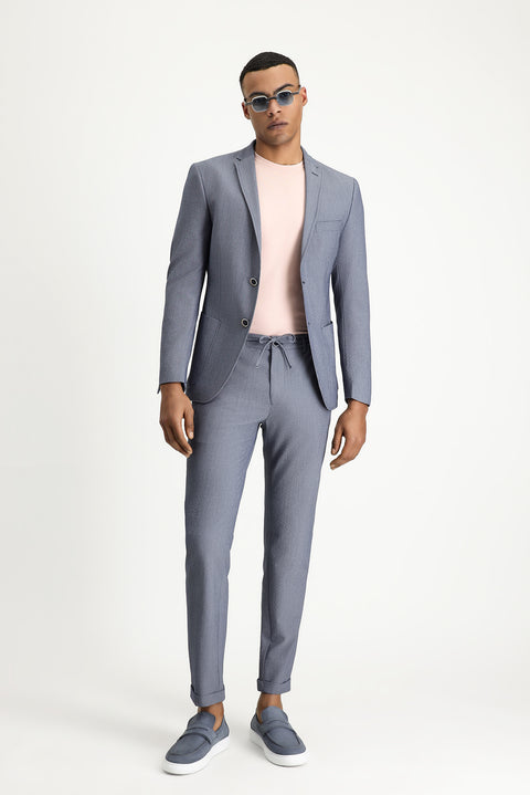 Aviator Blue 7 Drop Super Slim Fit Extra Narrow Cut Waffle Jacket