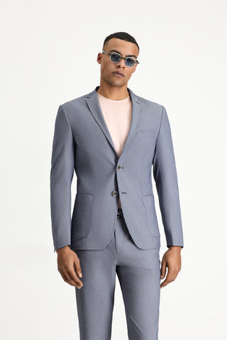  Havacı Mavi 7 Drop Super Slim Fit Eksra Dar Kesim Gofre Ceket