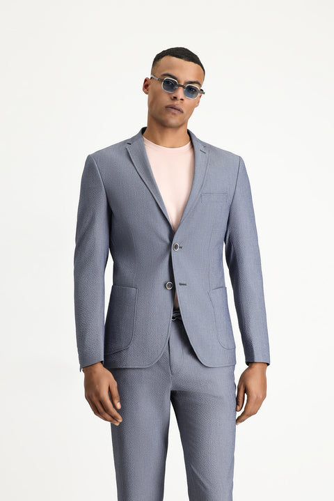Aviator Blue 7 Drop Super Slim Fit Extra Narrow Cut Waffle Jacket
