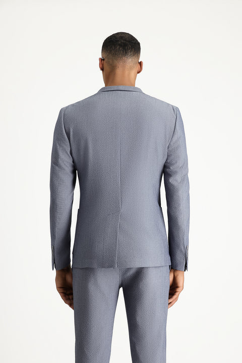 Aviator Blue 7 Drop Super Slim Fit Extra Narrow Cut Waffle Jacket