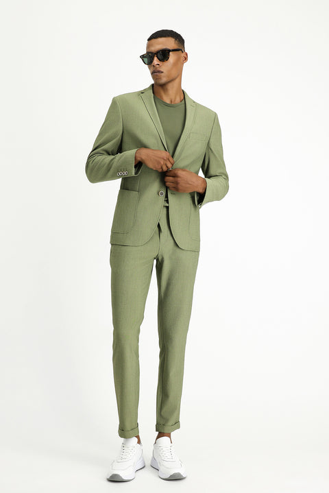 Light Khaki 7 Drop Super Slim Fit Extra Narrow Cut Waffle Jacket
