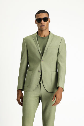  Açık Haki 7 Drop Super Slim Fit Eksra Dar Kesim Gofre Ceket