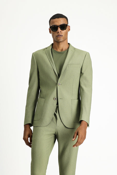 Light Khaki 7 Drop Super Slim Fit Extra Narrow Cut Waffle Jacket