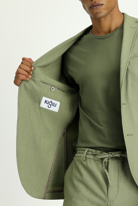 Light Khaki 7 Drop Super Slim Fit Extra Narrow Cut Waffle Jacket