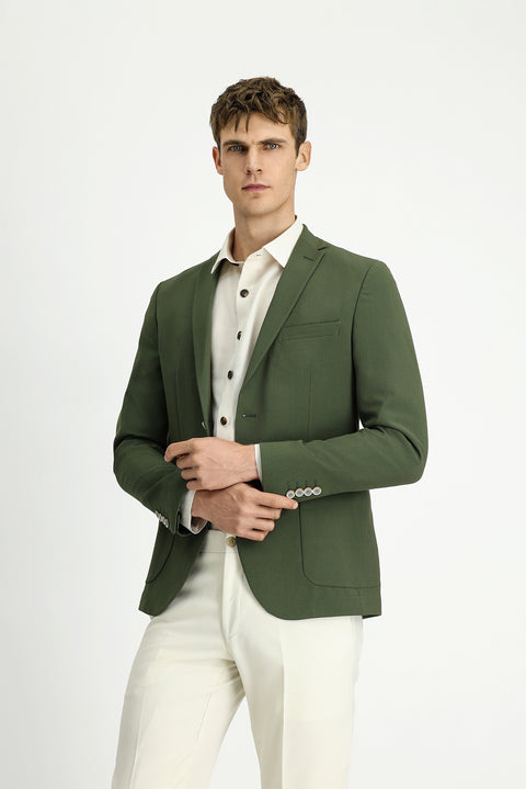 Dark Green 7 Drop Super Slim Fit Extra Narrow Cut Waffle Jacket