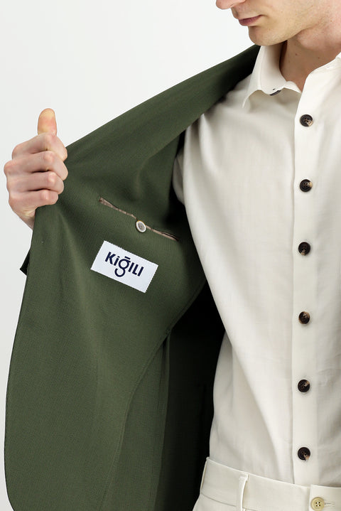 Dark Green 7 Drop Super Slim Fit Extra Narrow Cut Waffle Jacket