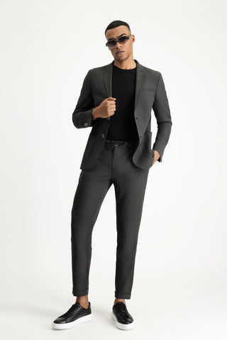  Orta Antrasit 7 Drop Super Slim Fit Eksra Dar Kesim Gofre Ceket