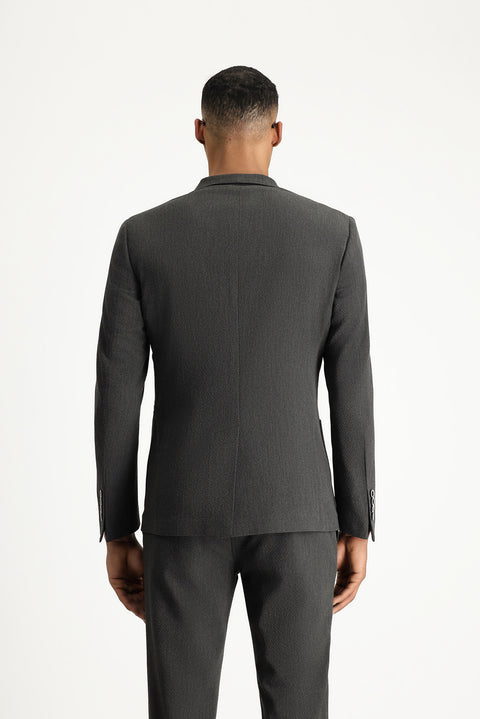 Medium Anthracite 7 Drop Super Slim Fit Extra Narrow Cut Waffle Jacket