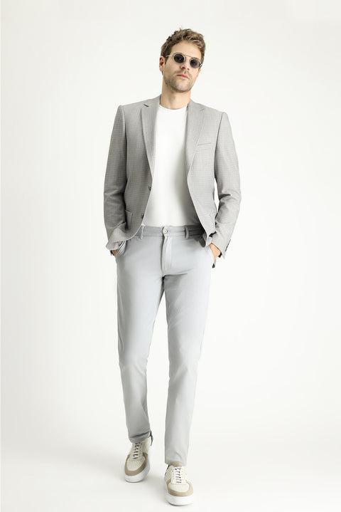 Orta Gri 6 Drop Regular Fit Standart Kesim Desenli Spor Ceket