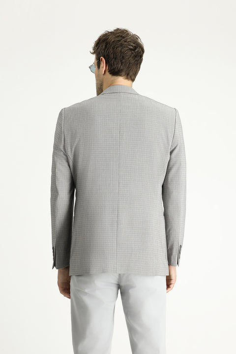 Orta Gri 6 Drop Regular Fit Standart Kesim Desenli Spor Ceket