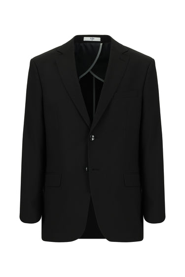  Siyah Relaxed Fit Rahat Kesim Klasik Desenli Gofre Ceket