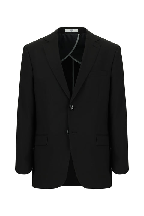 Siyah 4 Drop Relaxed Fit Rahat Kesim Klasik Desenli Gofre Ceket