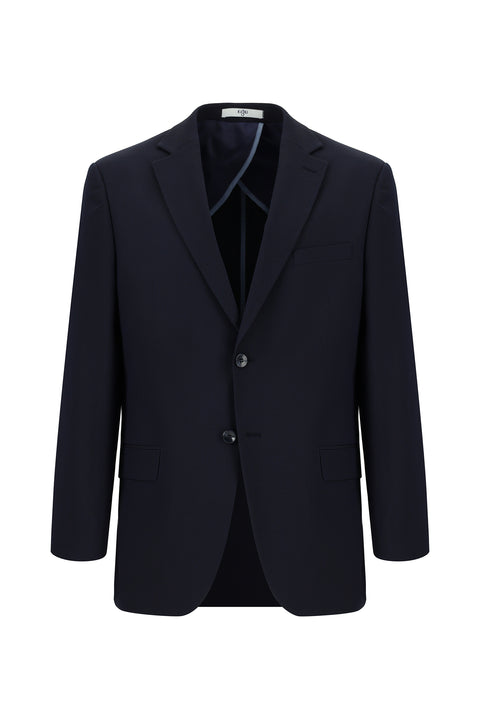 Koyu Lacivert 4 Drop Relaxed Fit Rahat Kesim Klasik Desenli Gofre Ceket
