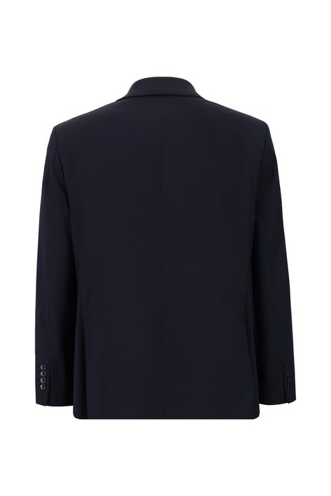 Koyu Lacivert 4 Drop Relaxed Fit Rahat Kesim Klasik Desenli Gofre Ceket