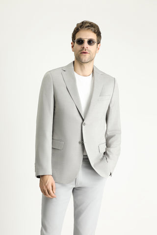  Orta Gri Regular Fit Yünlü Desenli Klasik Ceket