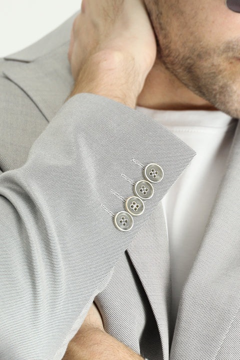 Orta Gri 6 Drop Regular Fit Standart Kesim Yünlü Desenli Klasik Ceket