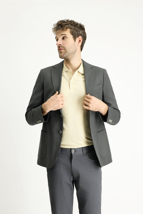 Açık Füme 6 Drop Regular Fit Standart Kesim Pamuklu Spor Ceket