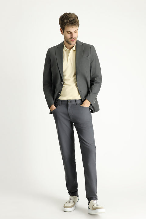 Açık Füme 6 Drop Regular Fit Standart Kesim Pamuklu Spor Ceket