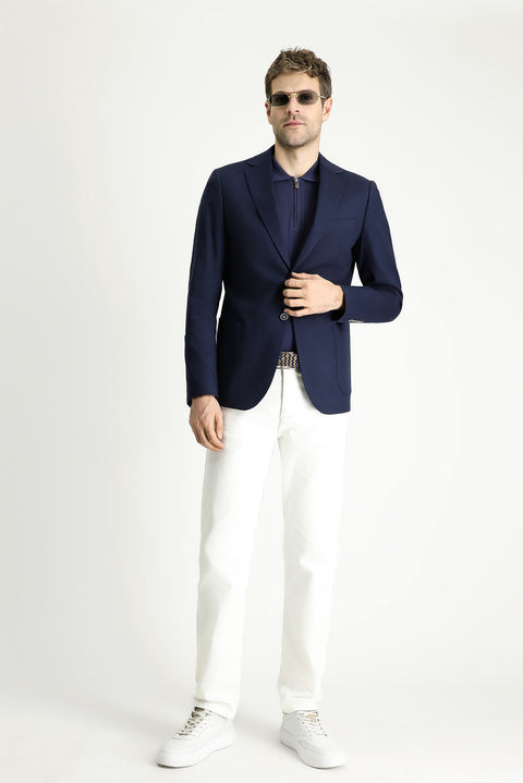 Açık Lacivert 6 Drop Regular Fit Standart Kesim Pamuklu Spor Ceket