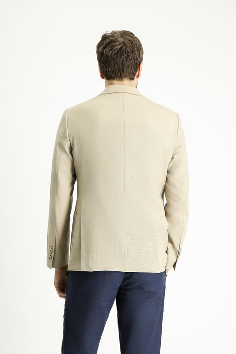 Açık Bej 6 Drop Regular Fit Standart Kesim Pamuklu Spor Ceket