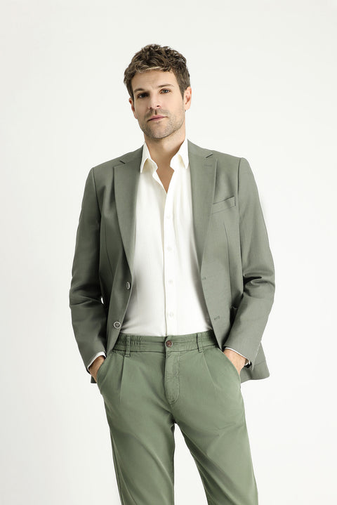 Küf Yeşili 6 Drop Regular Fit Standart Kesim Pamuklu Spor Ceket