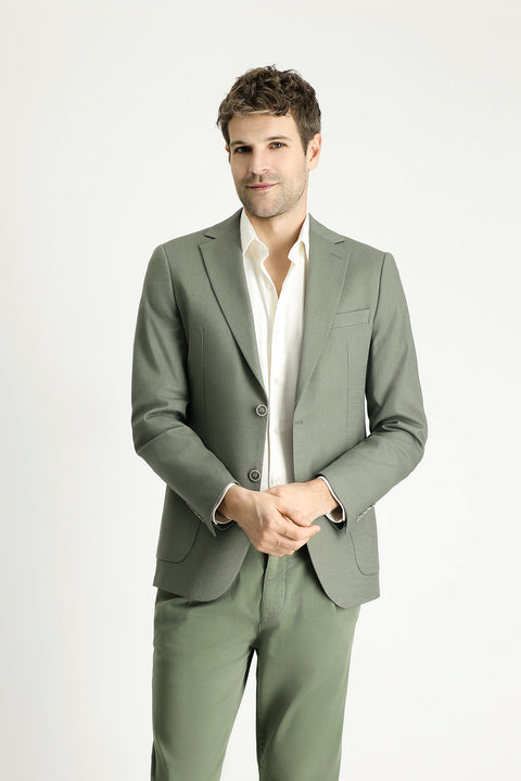 Küf Yeşili 6 Drop Regular Fit Standart Kesim Pamuklu Spor Ceket