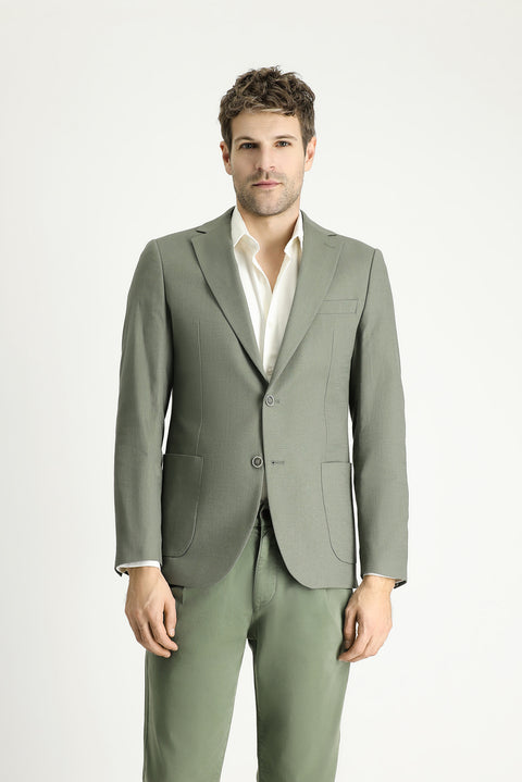 Küf Yeşili 6 Drop Regular Fit Standart Kesim Pamuklu Spor Ceket