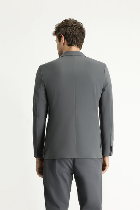 Orta Füme Techno-Line 7 Drop Slim Fit Dar Kesim Likralı Ceket