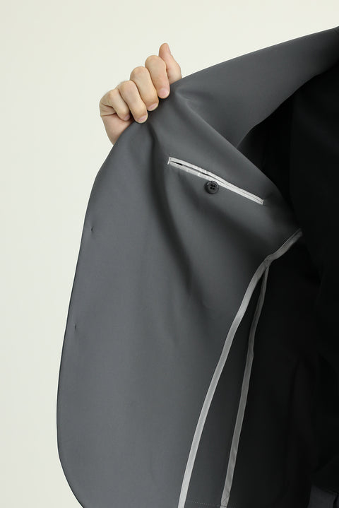 Orta Füme Techno-Line 7 Drop Slim Fit Dar Kesim Likralı Ceket