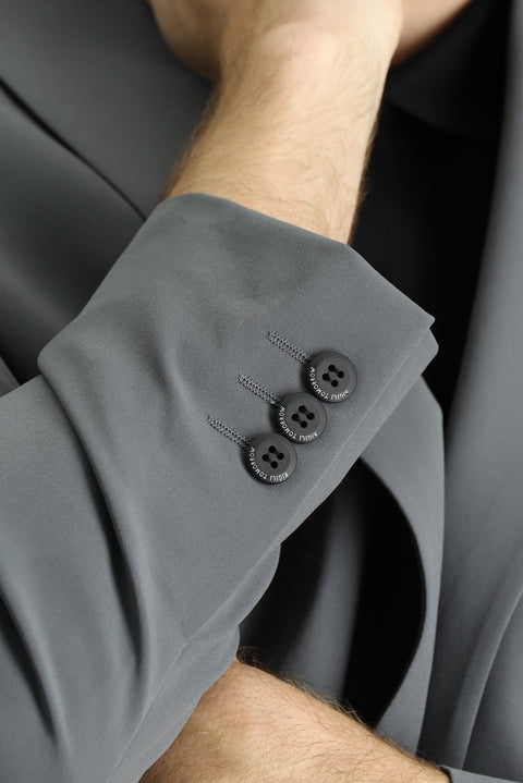 Orta Füme Techno-Line 7 Drop Slim Fit Dar Kesim Likralı Ceket