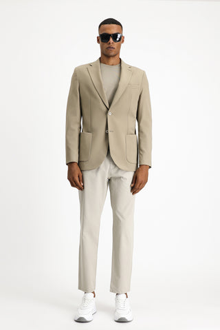  Açık Vizon Techno-Line Slim Fit Dar Kesim Likralı Ceket