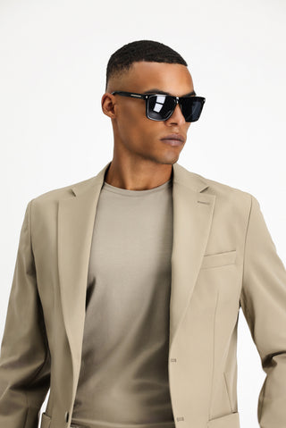  Açık Vizon Techno-Line Slim Fit Dar Kesim Likralı Ceket