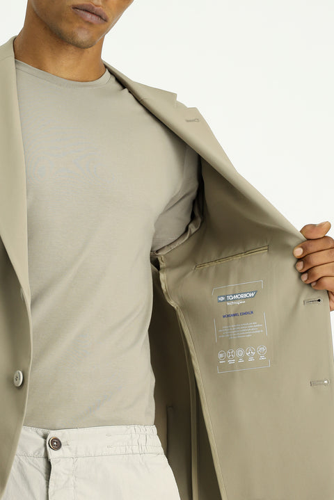 Açık Vizon Techno-Line 7 Drop Slim Fit Dar Kesim Likralı Ceket