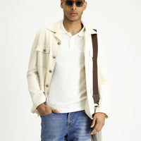 Ekru Regular Fit Keten Karışımlı Spor Ceket