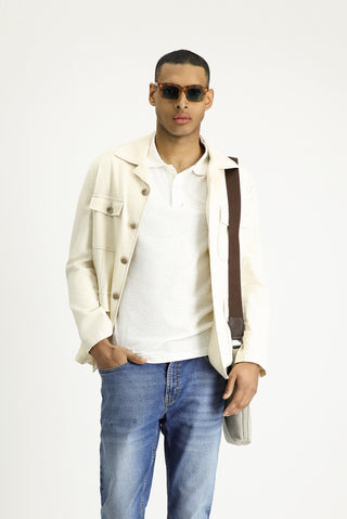  Ekru Regular Fit Keten Karışımlı Spor Ceket