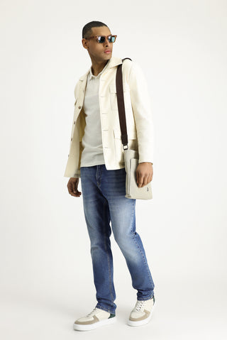  Ekru Regular Fit Keten Karışımlı Spor Ceket