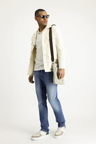  Ekru Regular Fit Keten Karışımlı Spor Ceket