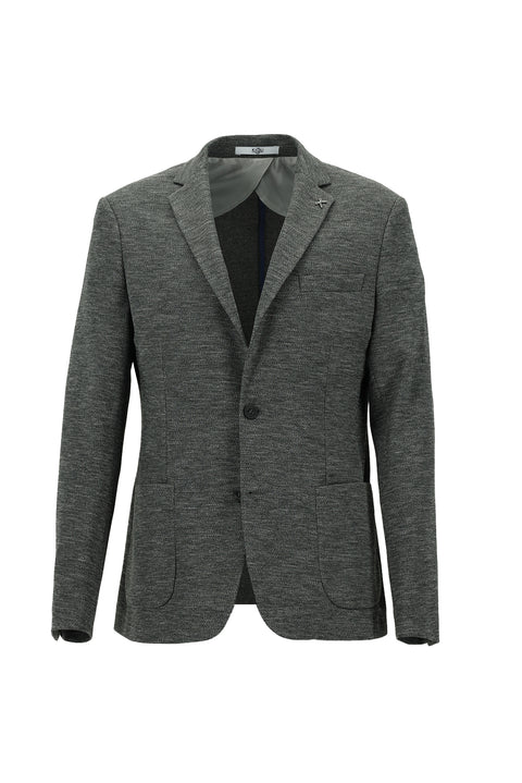 Dark Gray 4-Drop Relaxed Fit Casual Sport Knit Jacket