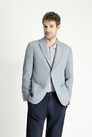  Mavi Slim Fit Dar Kesim Desenli Spor Ceket