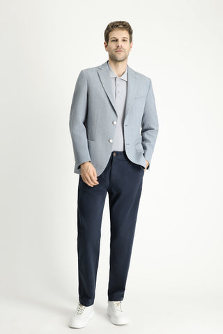  Mavi Slim Fit Dar Kesim Desenli Spor Ceket