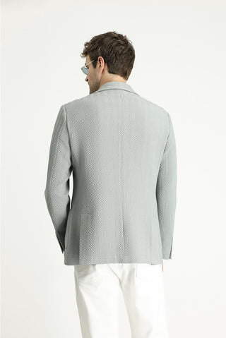  Su Yeşili Slim Fit Dar Kesim Desenli Spor Ceket