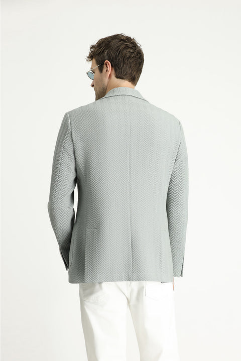 Su Yeşili 7 Drop Slim Fit Dar Kesim Desenli Spor Ceket