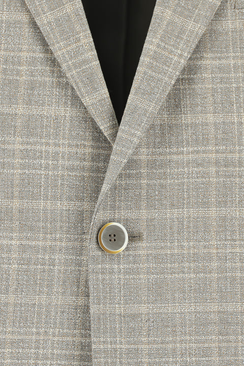 Orta Gri 4 Drop Relaxed Fit Rahat Kesim Klasik Ekose Ceket