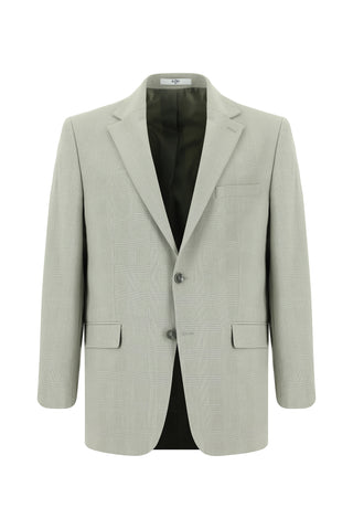  Açık Gri Relaxed Fit Rahat Kesim Klasik Ekose Gofre Ceket