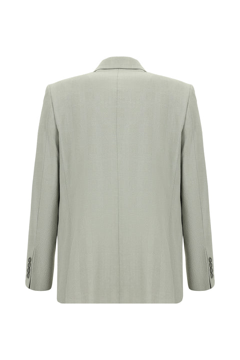 Açık Gri 4 Drop Relaxed Fit Rahat Kesim Klasik Ekose Gofre Ceket