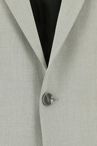  Açık Gri Relaxed Fit Rahat Kesim Klasik Ekose Gofre Ceket
