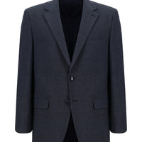 Koyu Lacivert Relaxed Fit Rahat Kesim Klasik Ekose Gofre Ceket