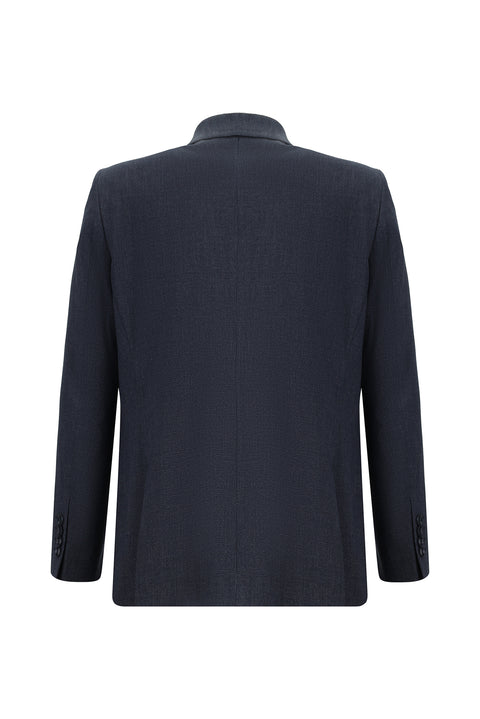 Dark Navy 4-Drop Relaxed Fit Classic Plaid Waffle Jacket