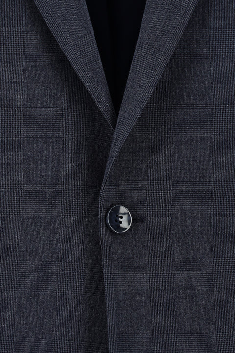 Koyu Lacivert 6 Drop Regular Fit Standart Kesim Klasik Ekose Gofre Ceket