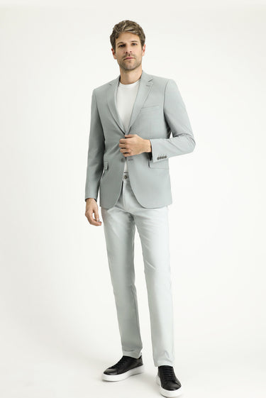 Uçuk Mavi Relaxed Fit Rahat Kesim Klasik Ekose Gofre Ceket